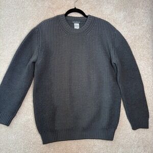 IRELANDS EYE Sweater Mens's Large Gray 100% Virgin Wool Ribbed Knit Ireland